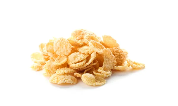 Corn Flakes Vit Bakgrund Hälsosam Spannmål Och Spannmål — Stockfoto