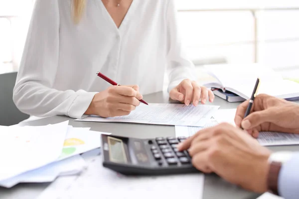Tax Accountants Working Documents Table — Stock Photo, Image