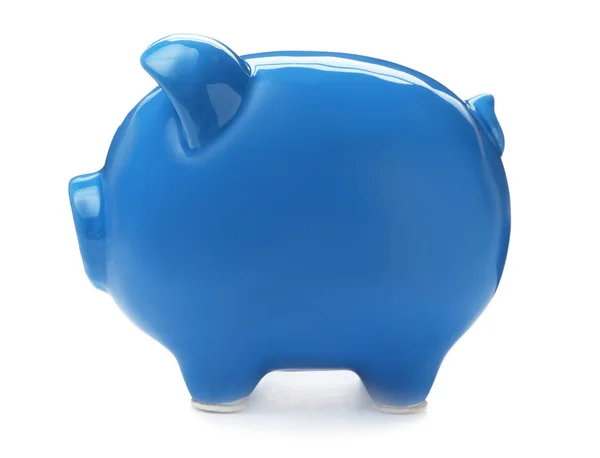 Hucha Azul Sobre Fondo Blanco Ahorro Dinero — Foto de Stock