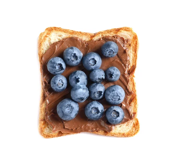 Toast Bread Chocolate Spread Blueberry White Background — Stock Photo, Image