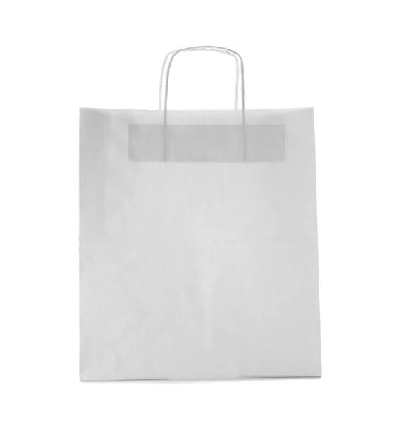 Attrappe Einer Papiereinkaufstasche Auf Weißem Hintergrund — Stockfoto