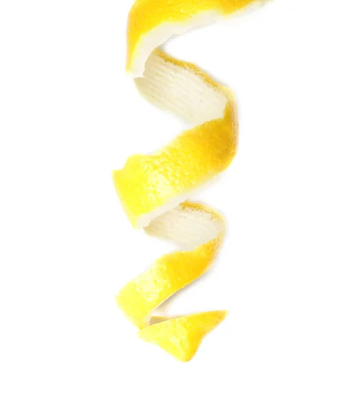 Peel Fresh Ripe Lemon White Background — Stock Photo, Image