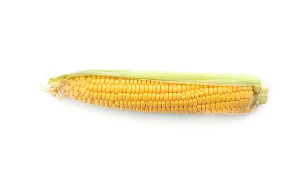 Välsmakande Sweet Corn Cob Vit Bakgrund — Stockfoto