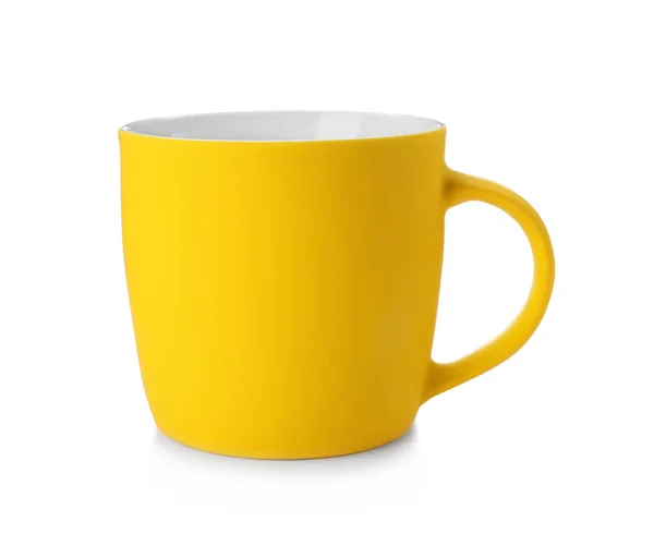 Жовта Керамічна Чашка Ізольована Білому — стокове фото