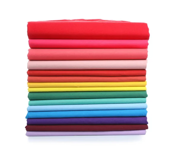 Pile Shirts Colorés Sur Fond Blanc — Photo