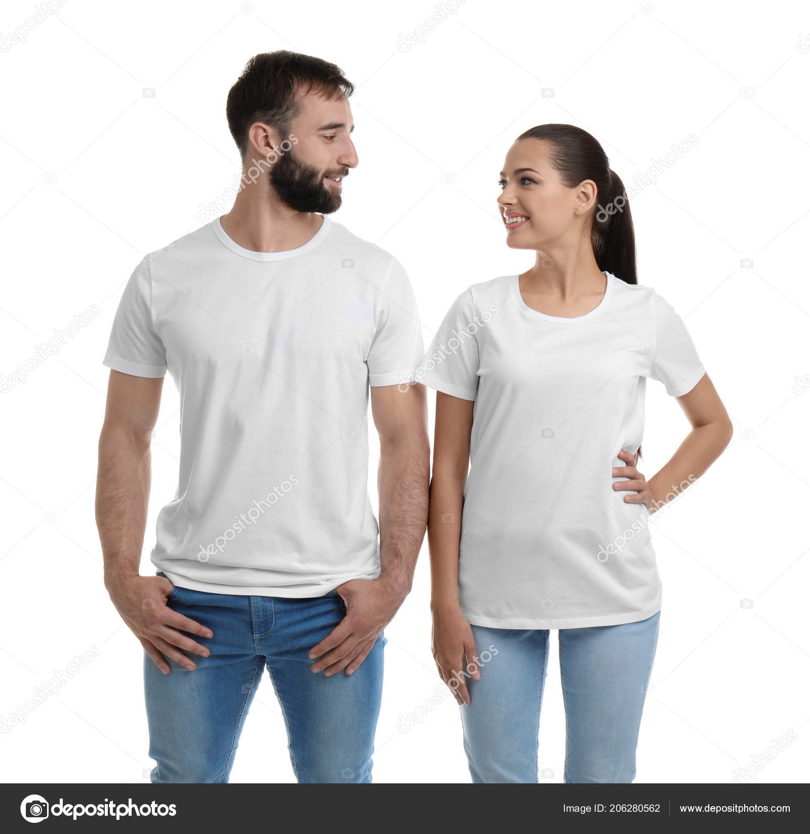 Download Young Couple Shirts White Background Mockup Design Stock Photo Image By C Newafrica 206280562