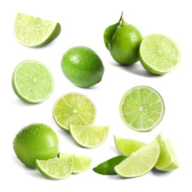 Beyaz arka plan üzerinde ile taze limes ayarla
