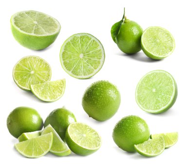 Beyaz arka plan üzerinde ile taze limes ayarla