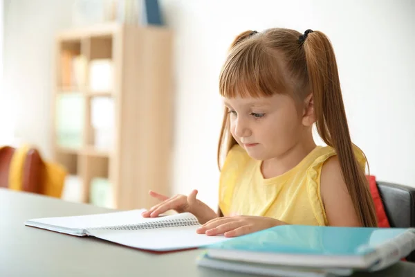 Cute Little Child Doing Assignment Desk Classroom Elementary School — Stock Photo, Image