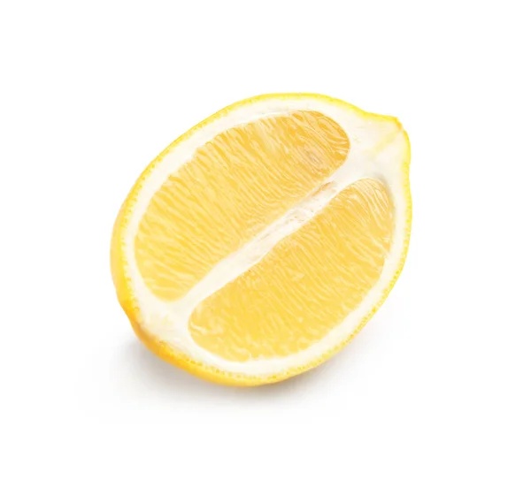 Metà Limone Fresco Maturo Sfondo Bianco — Foto Stock