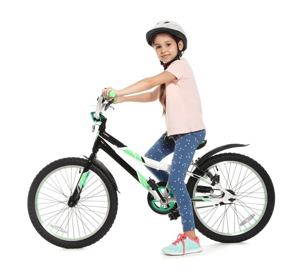 바탕에 자전거와 귀여운 여자의 초상화 — 스톡 사진