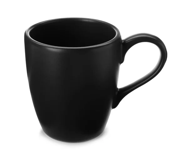 Άδειο Μαύρο Κεραμικό Κύπελλο Απομονωθεί Λευκό — Φωτογραφία Αρχείου