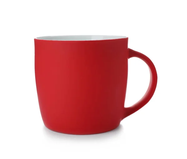 Czerwony Ceramiczny Kubek Białym Tle — Zdjęcie stockowe