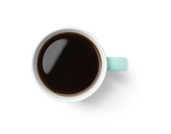 Beyaz Arka Plan Üzerinde Sıcak Aromatik Kahve Ile Seramik Kupa — Stok fotoğraf