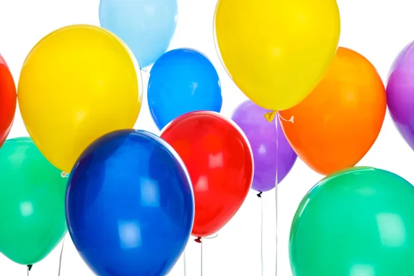 Ballons Colorés Sur Fond Blanc Temps Célébration — Photo