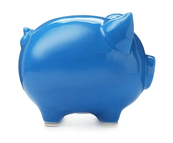 Hucha Azul Sobre Fondo Blanco Ahorro Dinero — Foto de Stock