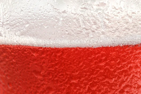 Vaso Sabrosa Cerveza Roja Con Espuma Primer Plano — Foto de Stock