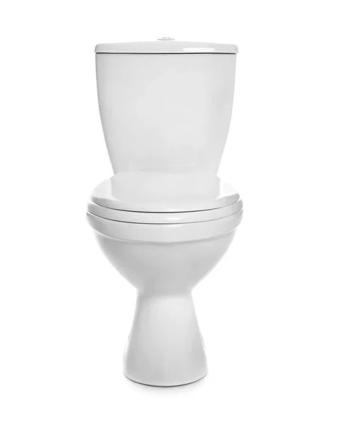 Toilettenschüssel Mit Geschlossenem Deckel Isoliert Auf Weiß — Stockfoto