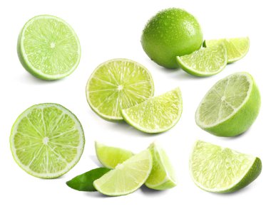 Beyaz arka plan üzerinde ile taze limes ayarla