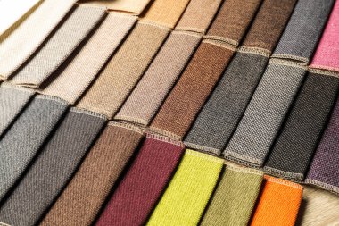 İç tasarım arka plan olarak için farklı renk kumaş örnekleri