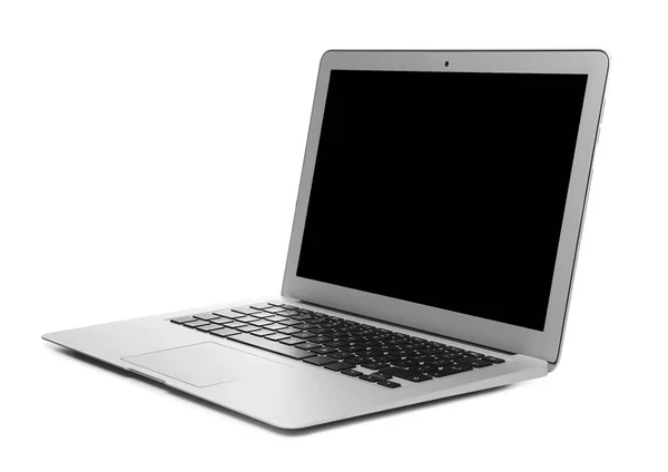 Laptop Val Üres Képernyő Fehér Alapon Modern Technológia — Stock Fotó