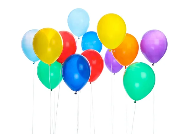 Ballons Colorés Sur Fond Blanc Temps Célébration — Photo
