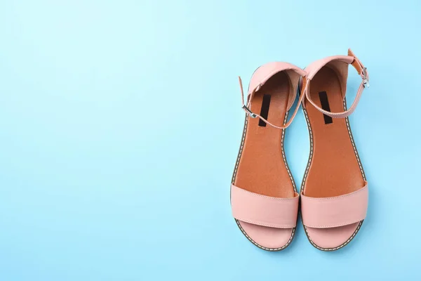 Par Zapatos Mujer Moda Fondo Color Vista Superior —  Fotos de Stock
