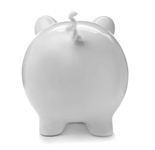 Cute Piggy Bank Białym Tle Oszczędność Pieniędzy — Zdjęcie stockowe