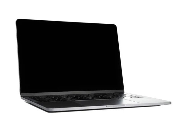 Laptop Dengan Layar Kosong Pada Latar Belakang Putih Teknologi Modern — Stok Foto