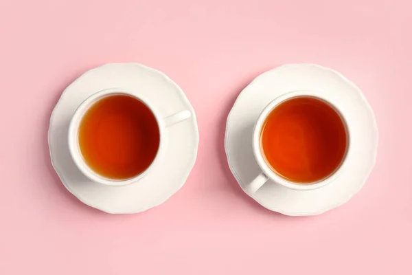 背景色 トップ ビューでおいしい紅茶のカップ — ストック写真