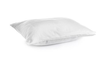 Clean soft bed pillow on white background clipart