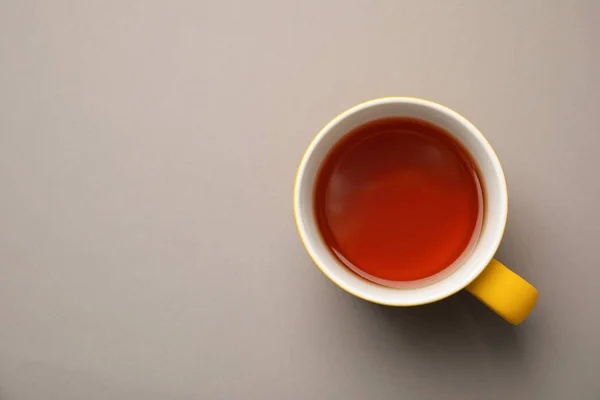 Csésze Tea Fekete Színű Háttér Felülnézet — Stock Fotó