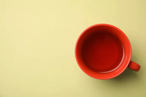 Tasse Thé Noir Sur Fond Couleur Vue Dessus — Photo