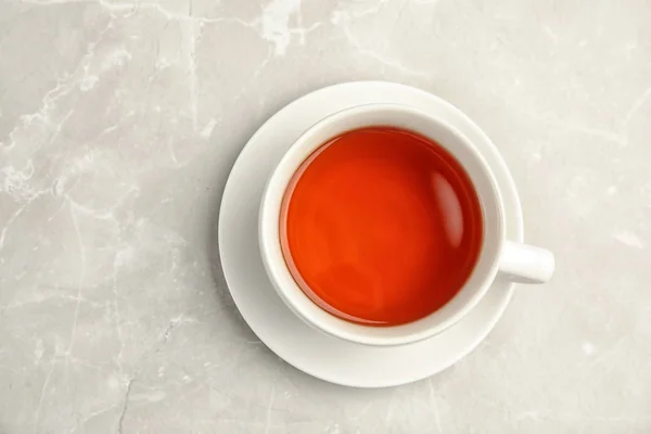 Tazza Nero Porcellana Sul Tavolo Vista Dall Alto — Foto Stock