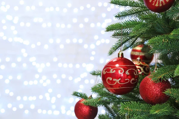Karácsonyfa Ünnepi Dekoráció Ellen Homályos Égősor — Stock Fotó