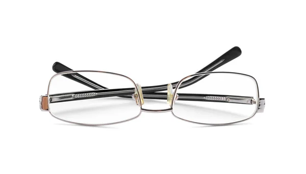 Γυαλιά Διορθωτικούς Φακούς Άσπρο Φόντο Πρόβλημα Όρασης — Φωτογραφία Αρχείου
