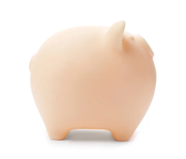 Schattig Piggy Bank Witte Achtergrond Geld Besparing — Stockfoto