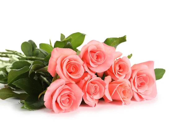 Ramo Hermosas Rosas Sobre Fondo Blanco — Foto de Stock