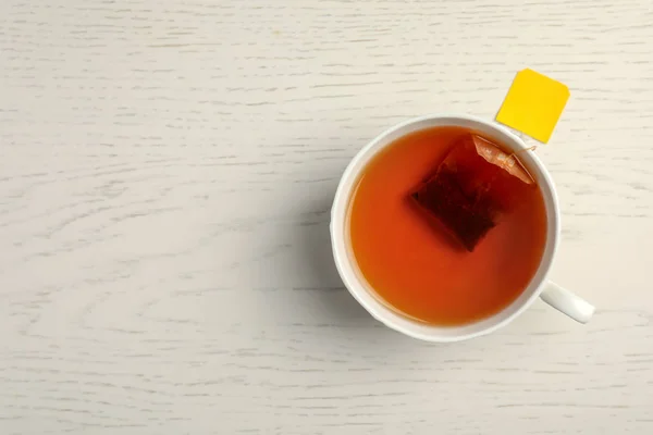 Чашка Вкусного Чая Деревянном Фоне Вид Сверху — стоковое фото