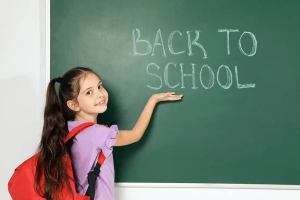Little Child Chalkboard Text Back School — Stock Photo, Image