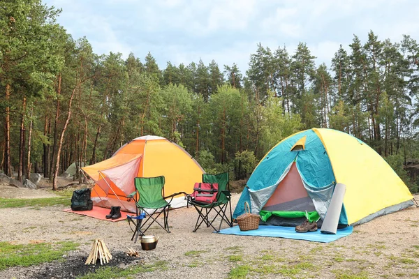 Camping Telte Tilbehør Vildmarken Sommerdagen - Stock-foto