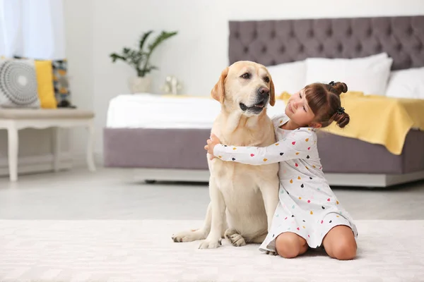 Adorável Amarelo Labrador Retriever Menina Casa — Fotografia de Stock