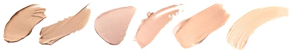 Manchas Productos Maquillaje Sobre Fondo Blanco Conjunto Color Fundación —  Fotos de Stock