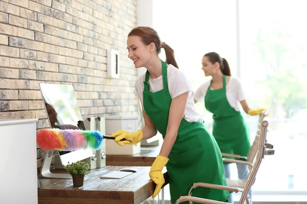 Team Professional Janitors Uniform Cleaning Office — Stock Photo, Image