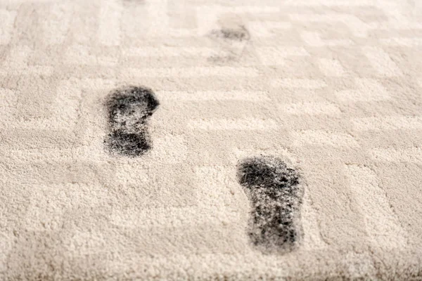 Trail Muddy Footprints Beige Carpet — Stock Photo, Image