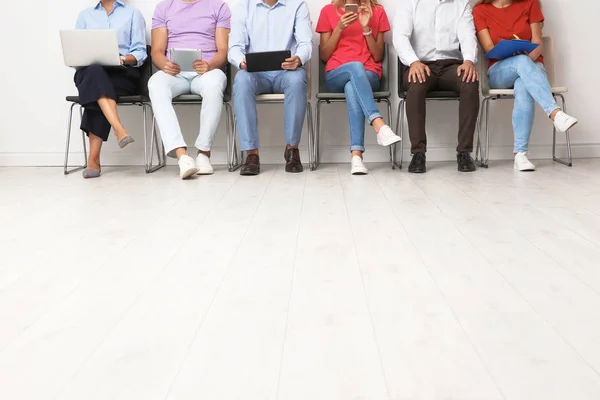 Group Young People Waiting Job Interview Chairs — Stock Photo, Image