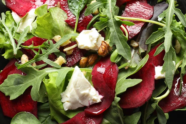 Deliciosa Salada Com Beterraba Como Fundo Close — Fotografia de Stock