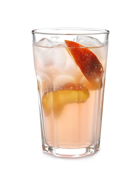 Peach Cocktail Glass White Background Refreshing Drink — Stock Photo, Image