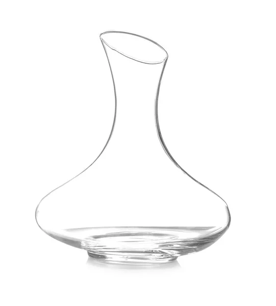 Üres Elegáns Bor Decanter Fehér Háttér — Stock Fotó