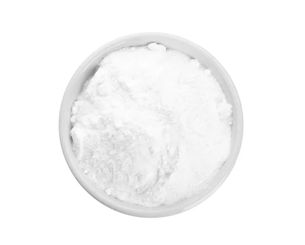 Bowl Baking Soda White Background Top View — Stock Photo, Image